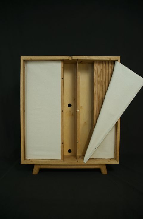 White oak tambour records cabinet